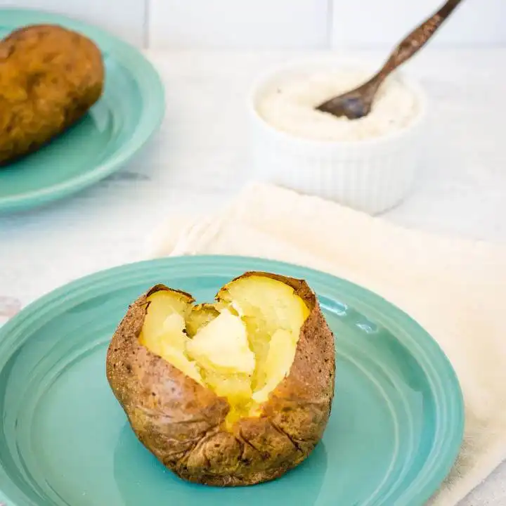 Baked potato with butter and truffle salt