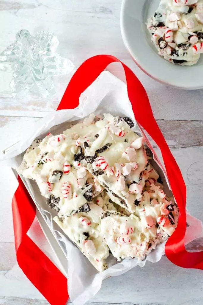 Peppermint cookies and cream chocolate candy gift package